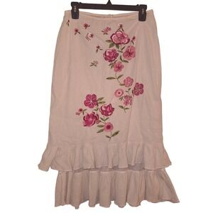 Vintage CLIO Women's Size 10 Tiered Ruffle Floral‎ Cottagecore Bloomcore Skirt